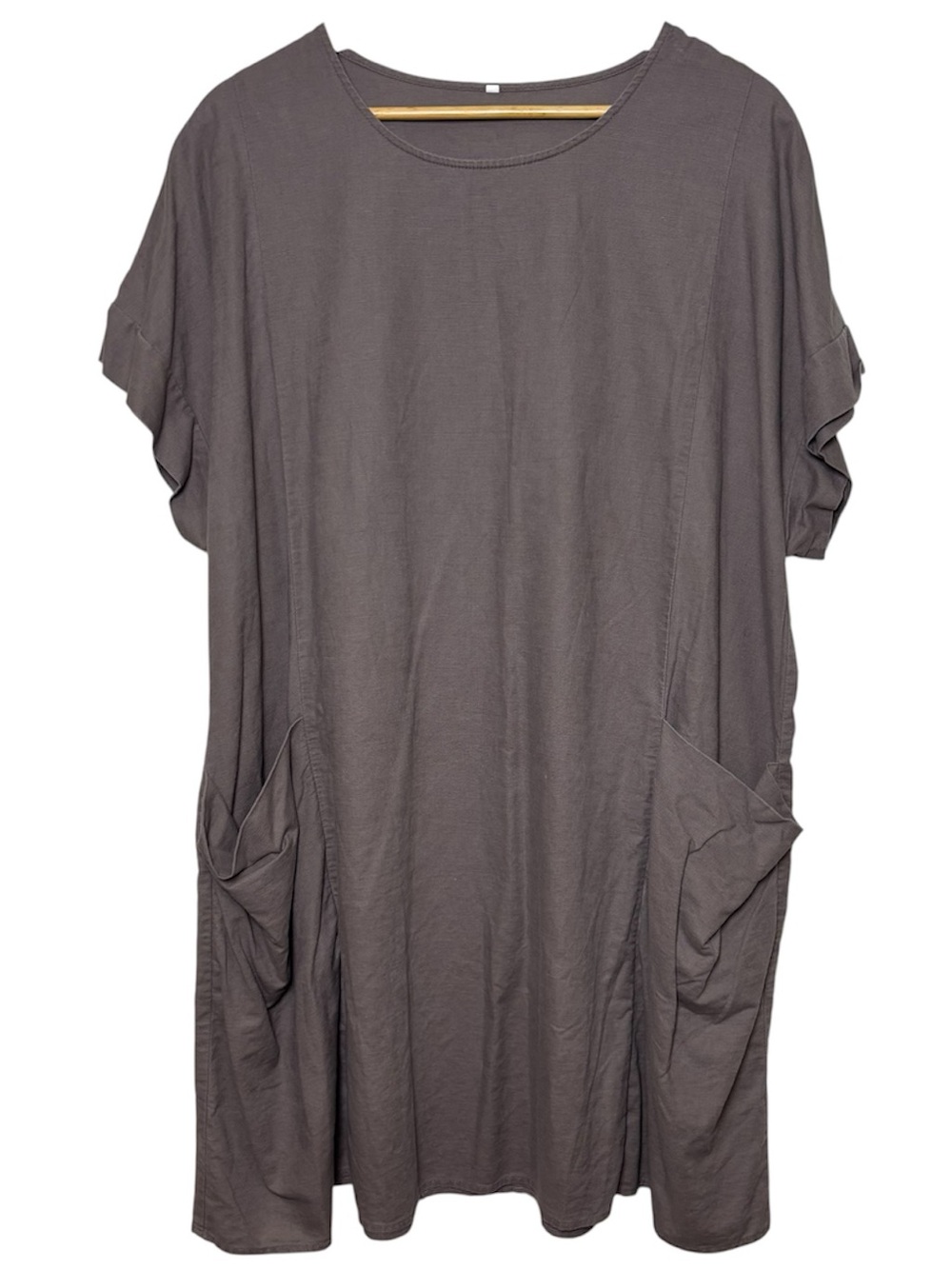 Mordenmiss Linen Dress Women's XL Brown Pockets Lagenlook Lagom Boho Minimalist